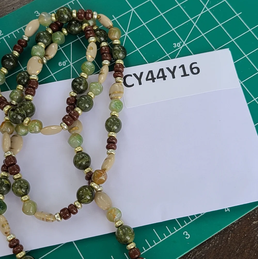 Antique Mixed Stone Necklace with Gold Accents - Picture 3 of 5